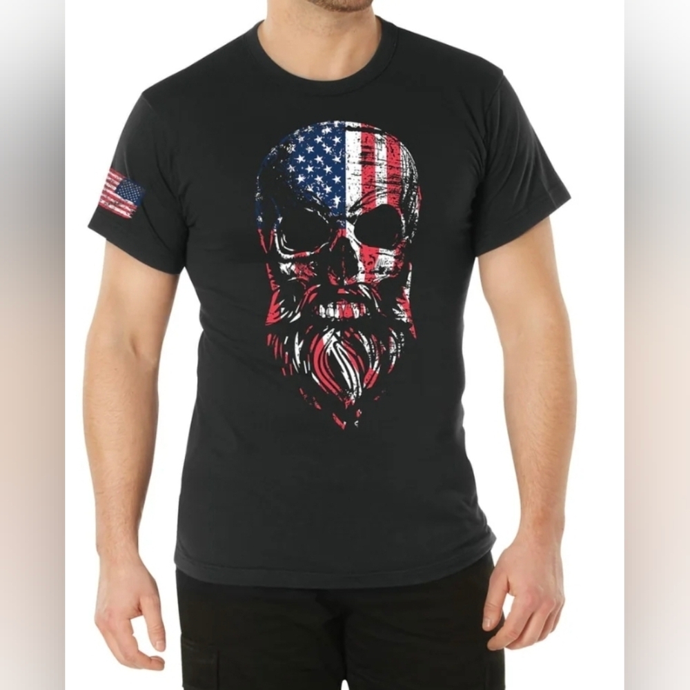 Black Graphic Skull Flag T-Shirt Sz‎ XL Casual